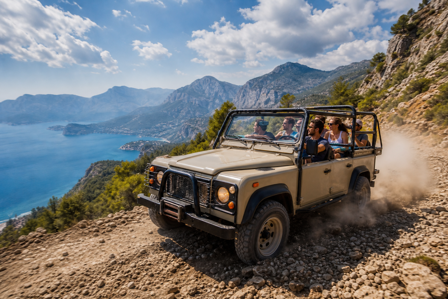 Dağ yolunda jeep safari turu